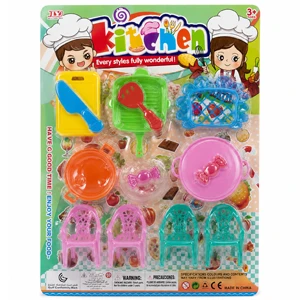 Kids 13-Piece Pretend Play Kitchen Cooking, Serving & Dining Accessories Set for Imaginative Role-Play – Ages 3+ (Chairs-4))